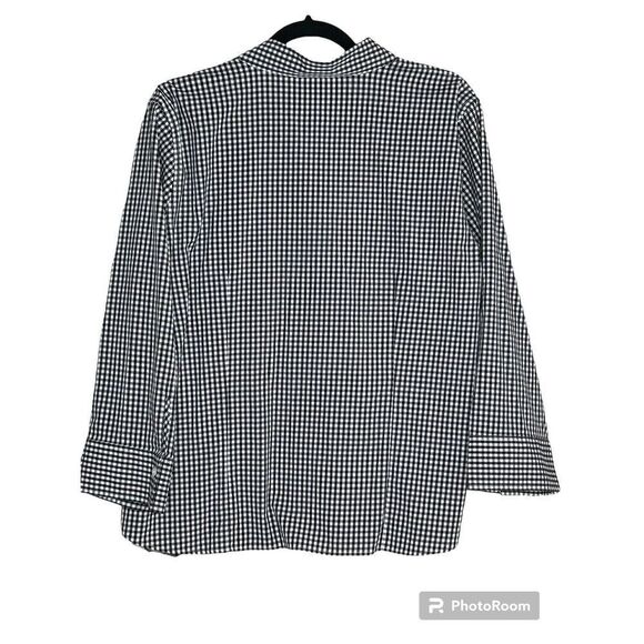 TALBOTS Button Up Plaid Black and White Shirt Size 18 Office Casual - Picture 2 of 3